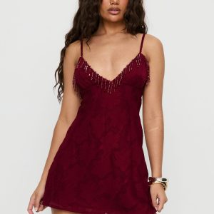 Tanisha Drop Neckline Mini Dress Red