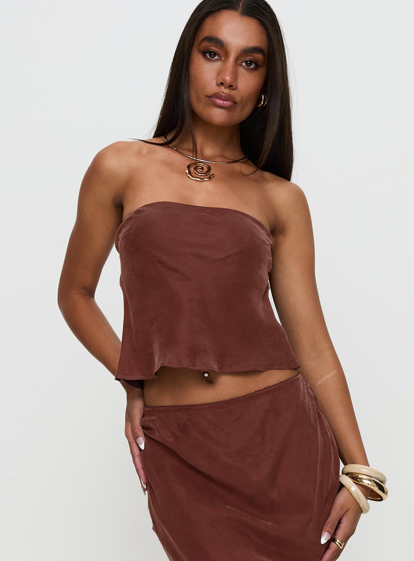 Lucelia Strapless Top Brown - Image 2