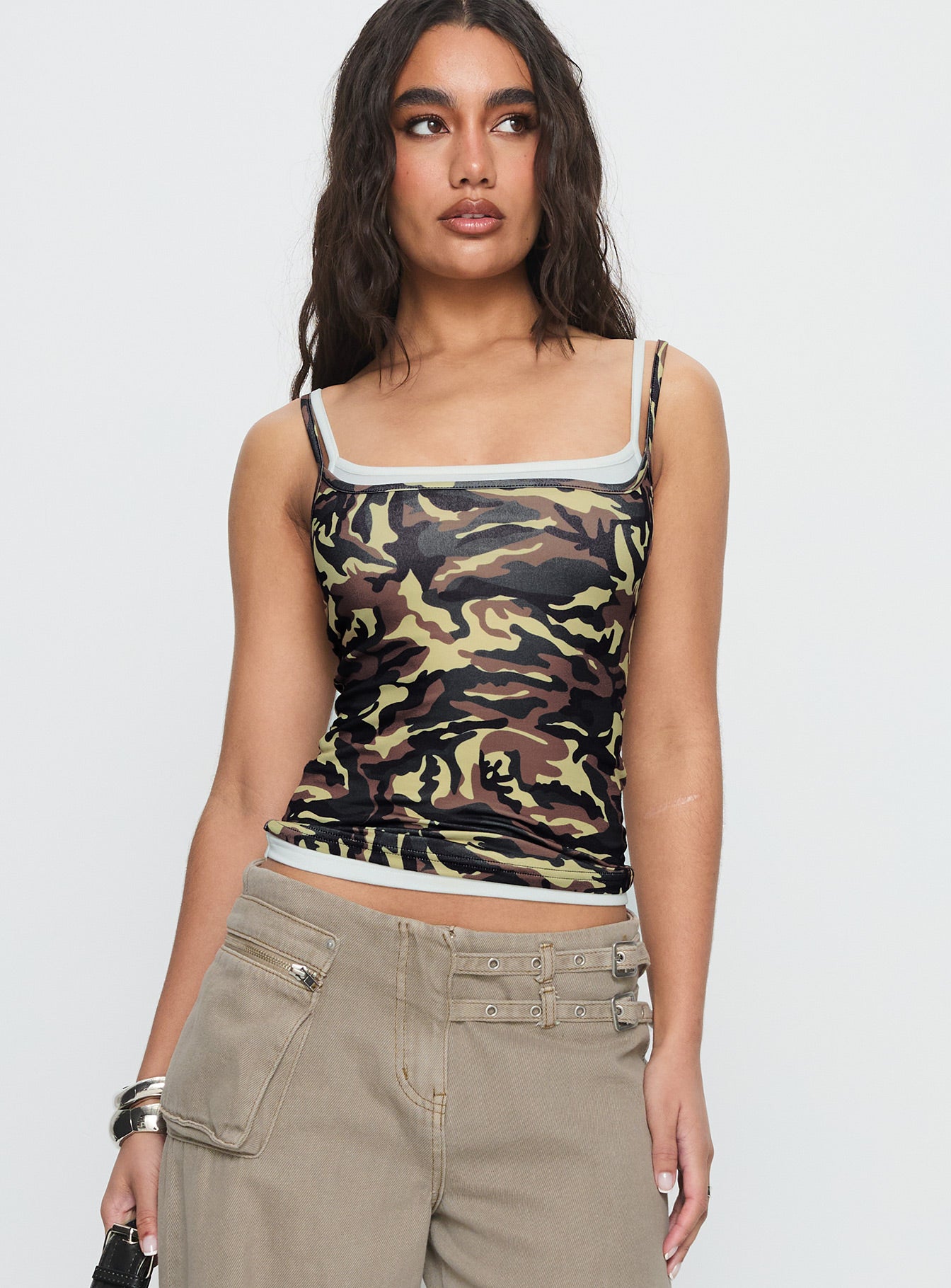 No Rules Layered Cami Top Camouflage - Image 2