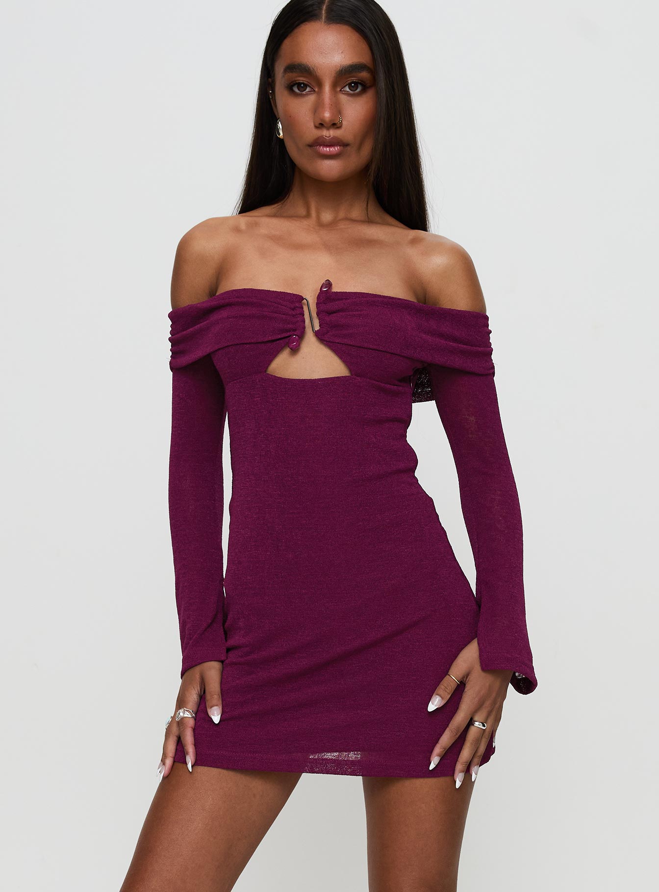 Firenza Long Sleeve Mini Dress Purple - Image 2
