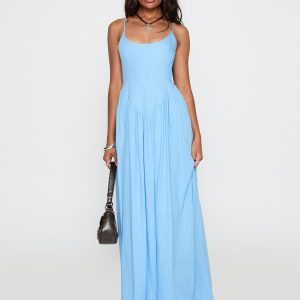 Palisades Tie Up Maxi Dress Blue