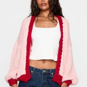 Lester Knit Cardigan Pink / Red