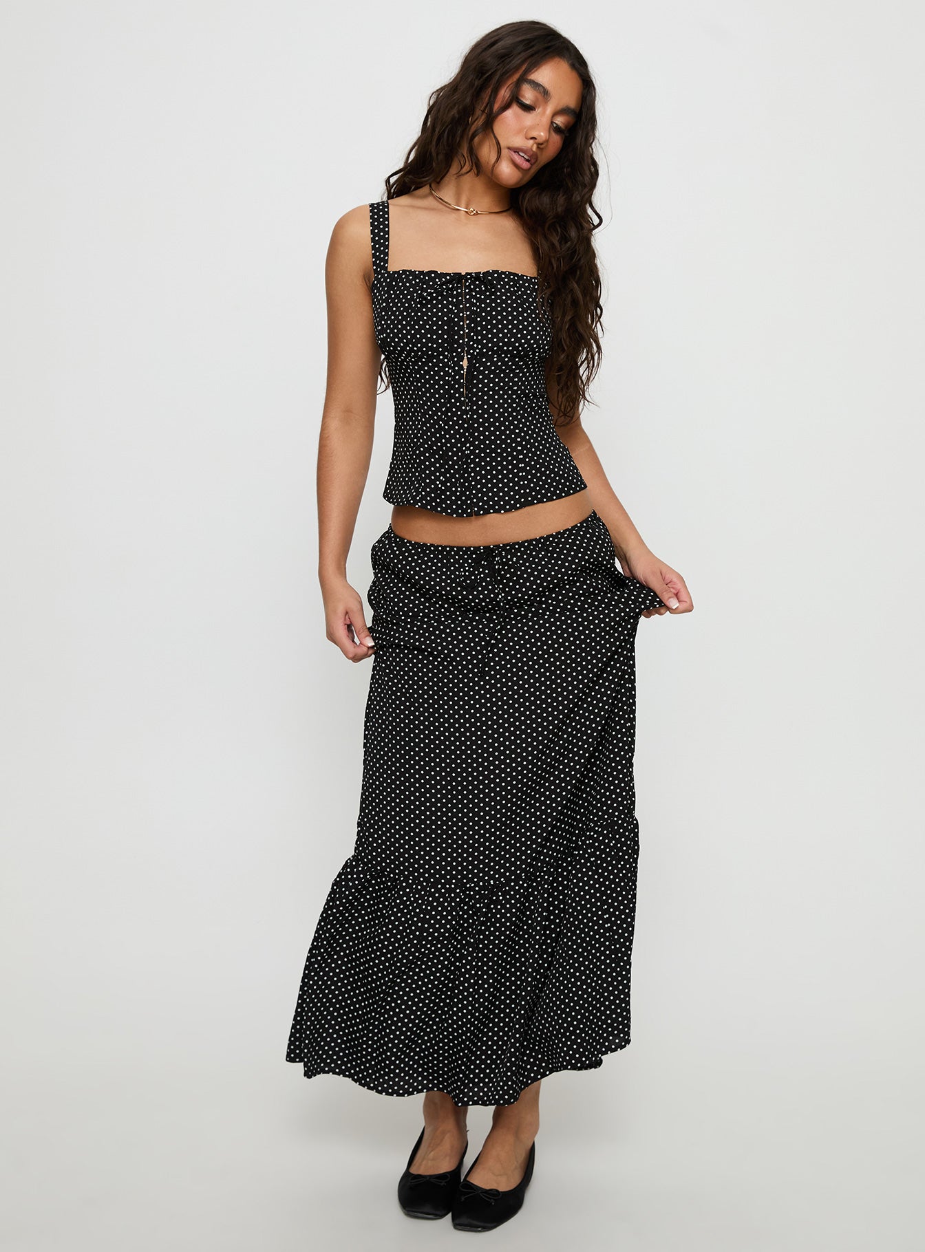 Modern Girl Maxi Skirt Black / Polka Dot - Image 2