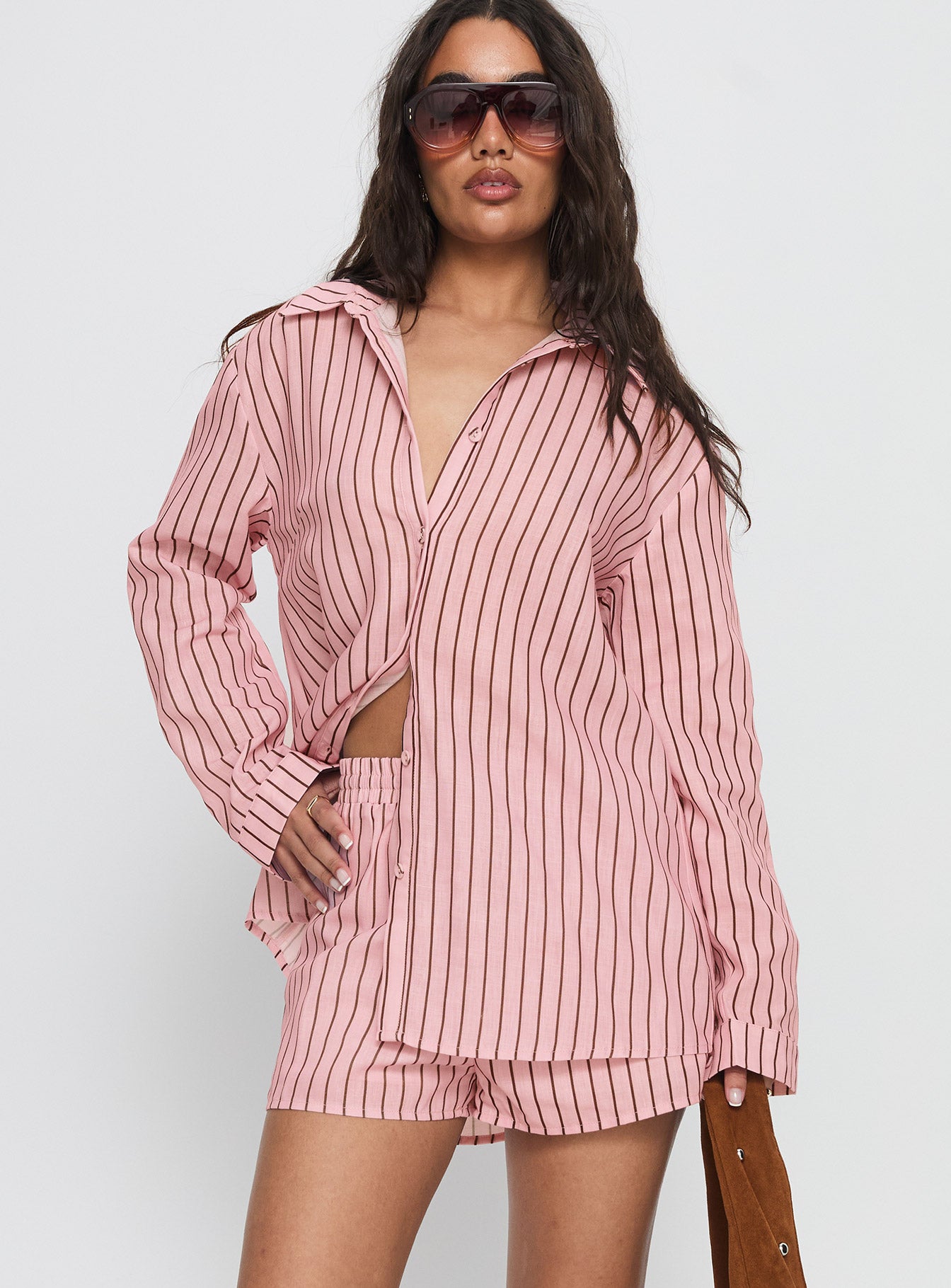 Chloe Set Pink / Brown Stripe - Image 2