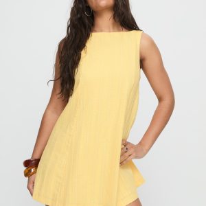 Lorenie Shift Mini Dress Yellow