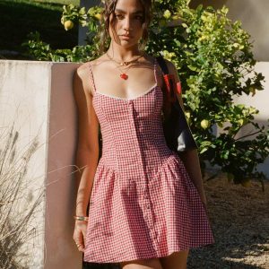 Toulouse Mini Dress Red Gingham