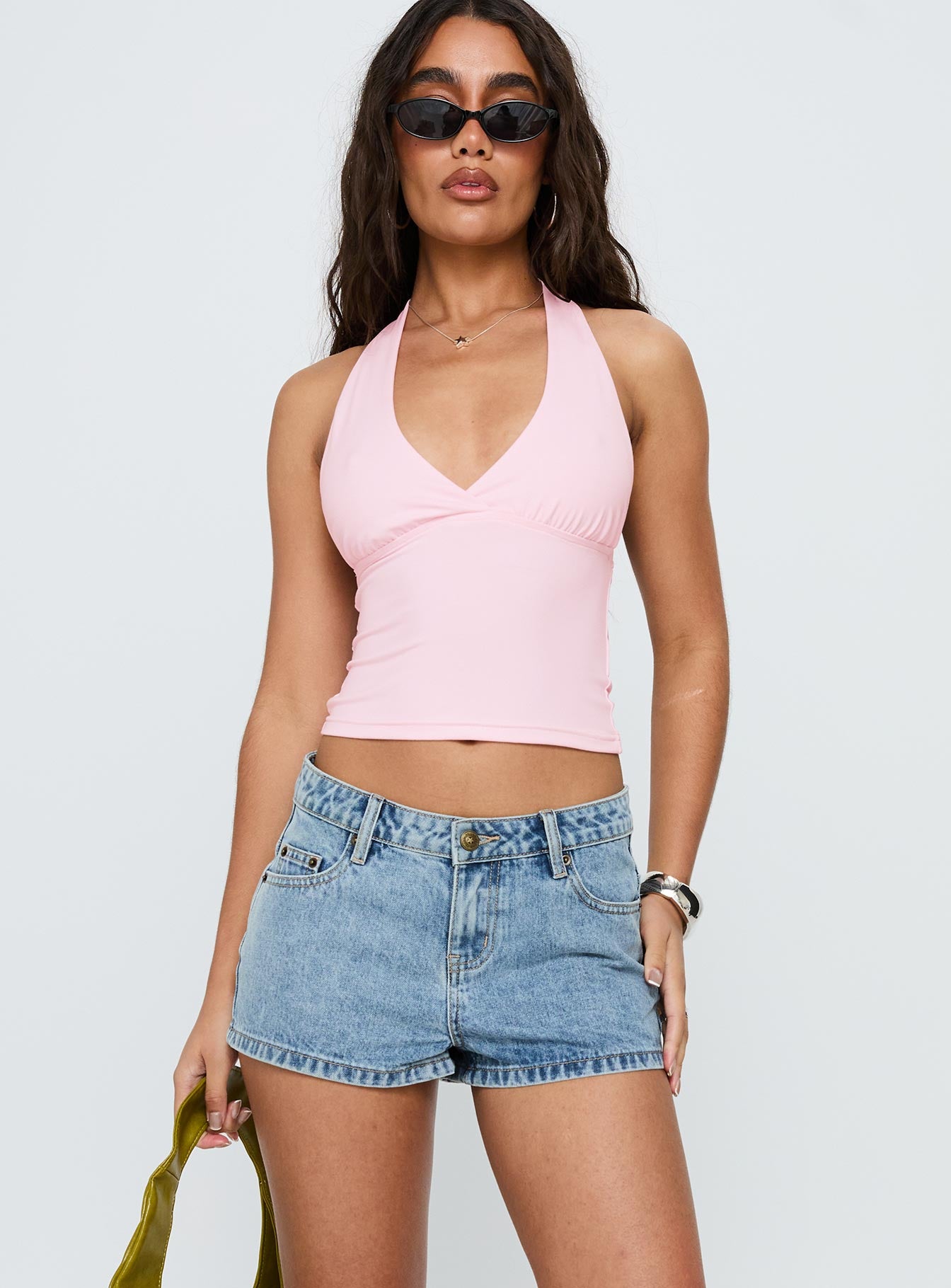 Fly Butterfly Mid Rise Denim Shorts Mid Blue Wash - Image 2