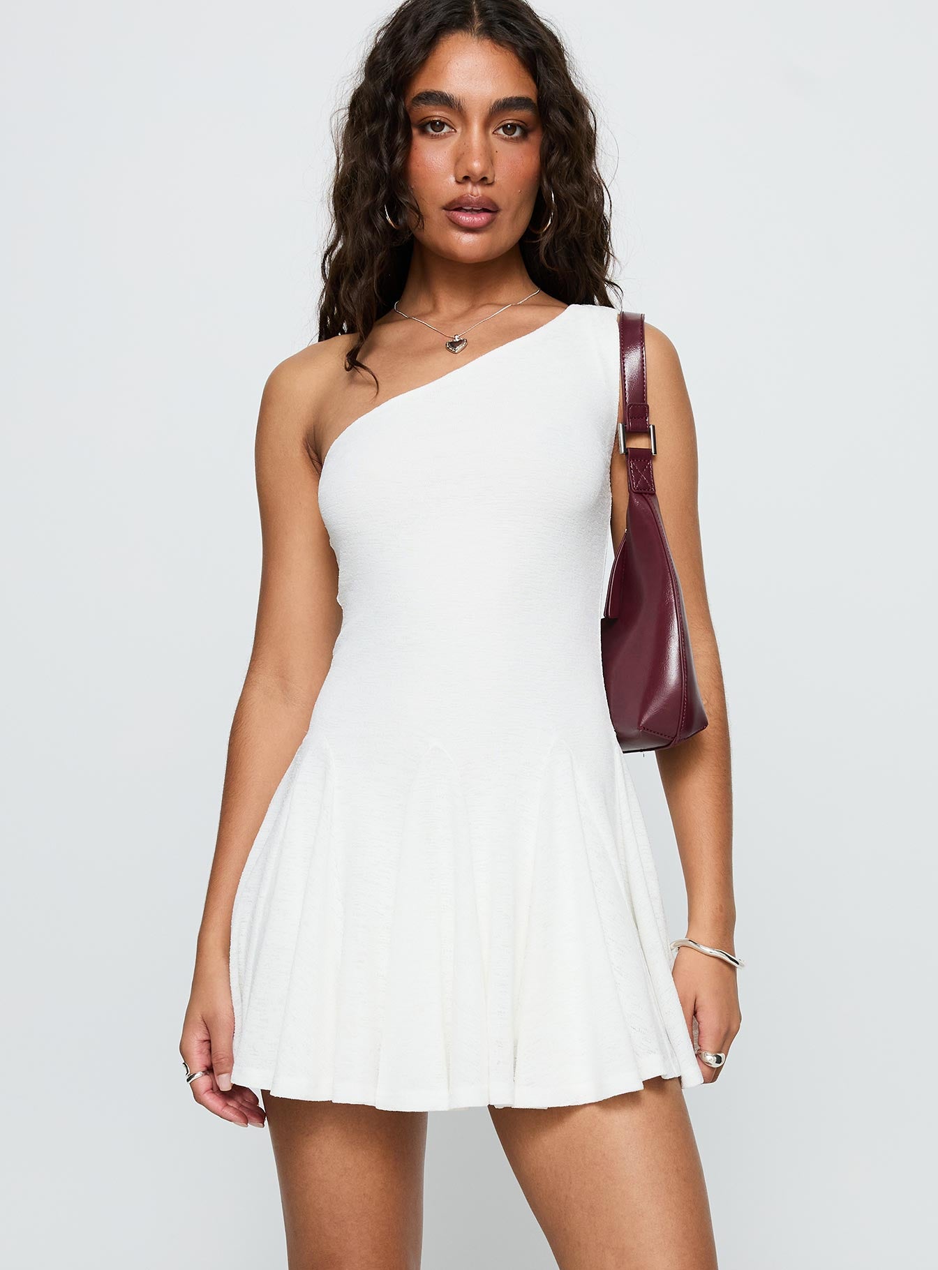 Writing Vows One Shoulder Mini Dress White - Image 2