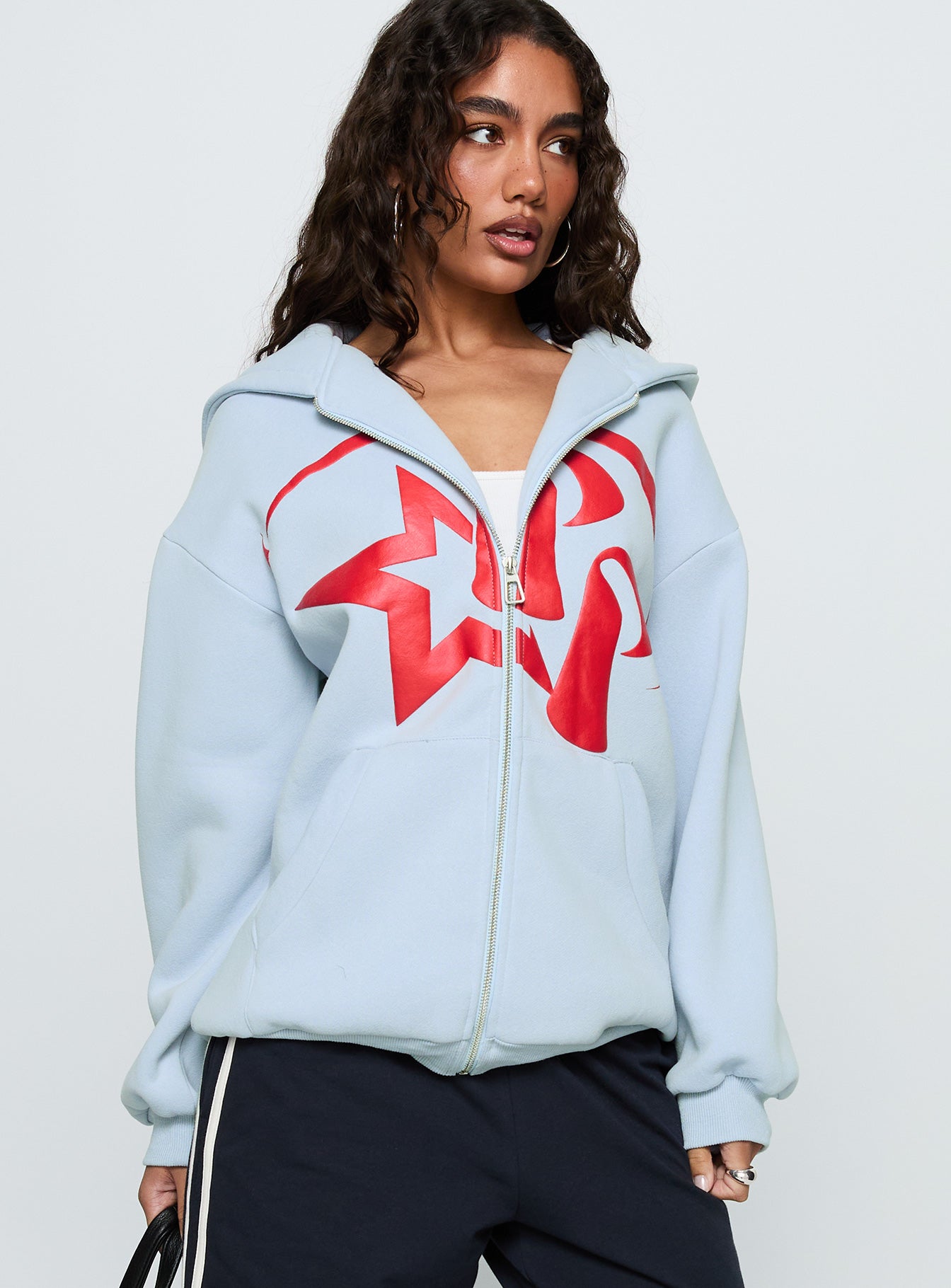 Starblazer Zip Up Graphic Hoodie Blue / Red - Image 2
