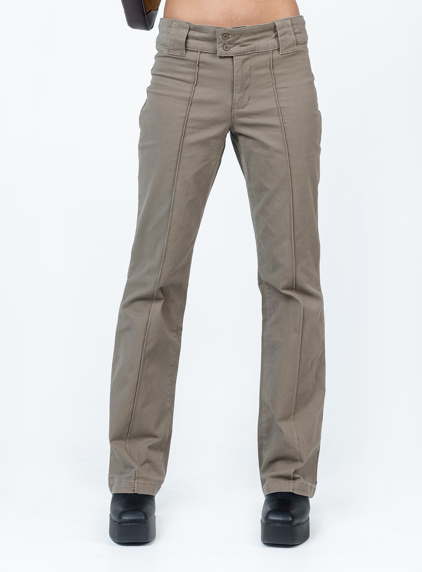 Bass Drop Mid Rise Bootleg Pant Khaki - Image 2
