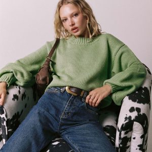 Harmony Balloon Sleeve Knit Sweater Sage