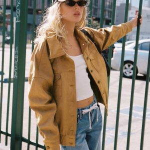 Ristretto Faux Suede Bomber Brown