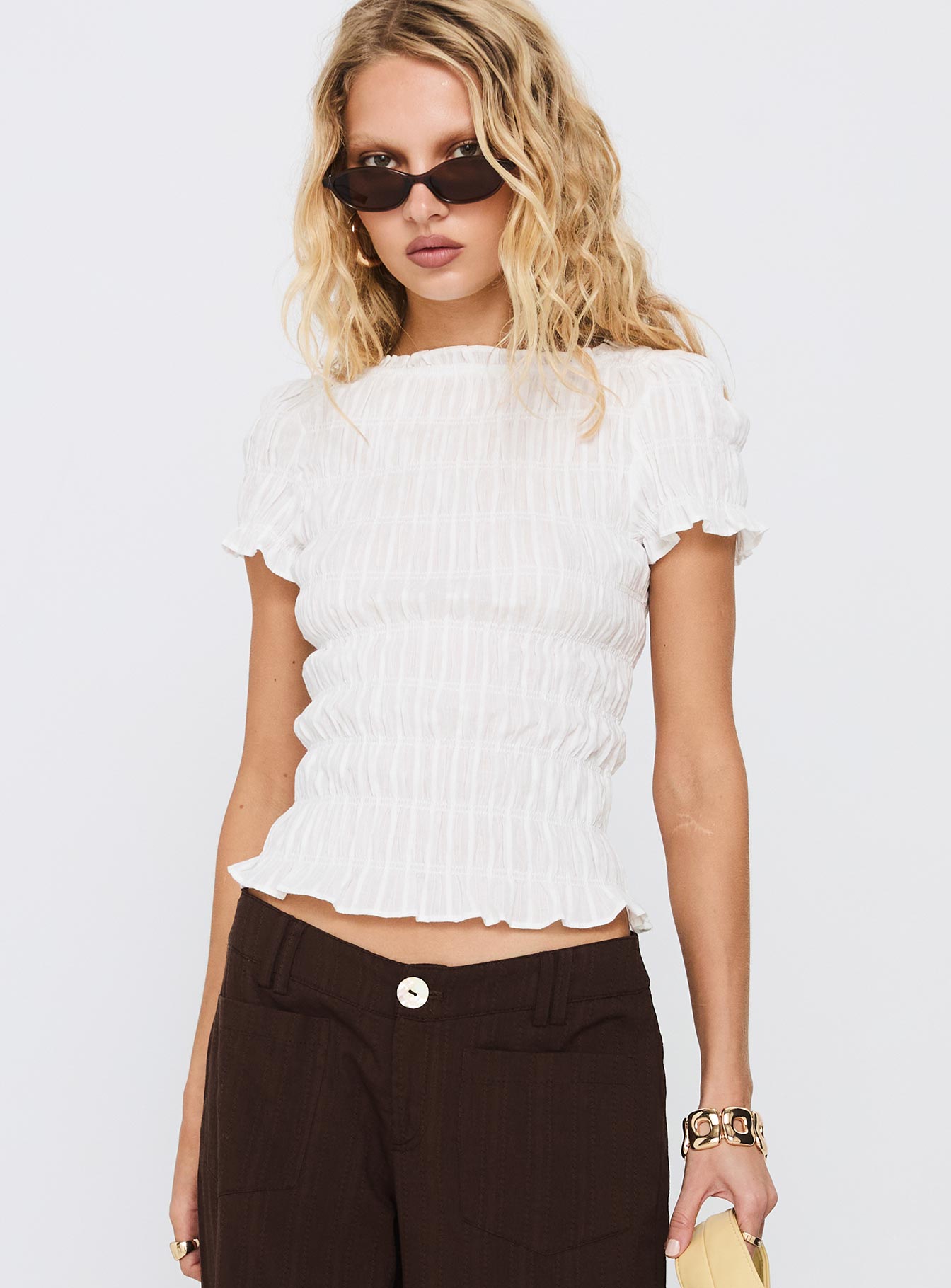 Romelle Shirred Top White - Image 2