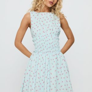 Alonah Shirred Mini Dress Blue Floral