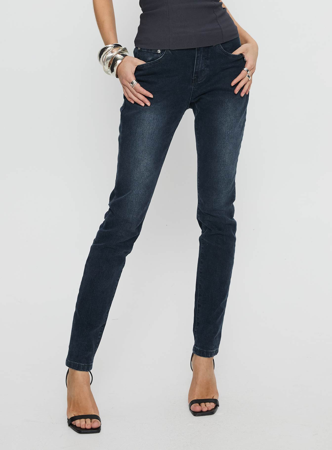Illyssa Mid Rise Skinny Jeans Washed Charcoal - Image 2