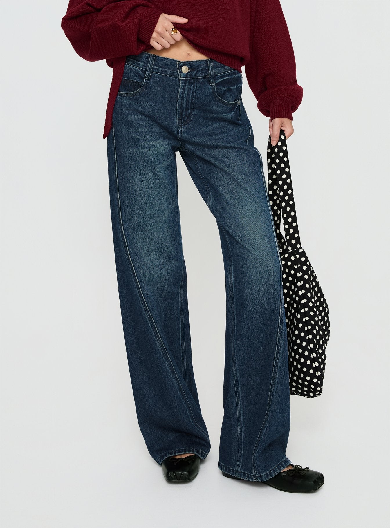 Kellsie High Rise Wide Leg Jeans Dark Blue Wash - Image 2