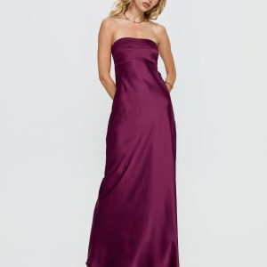 Rozelle Strapless Maxi Dress Currant