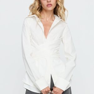 Shapeshifter Twist Long Sleeve Shirt White