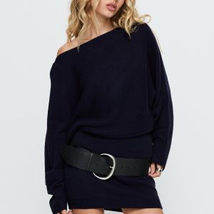 Bellamie Long Sleeve Mini Dress Navy
