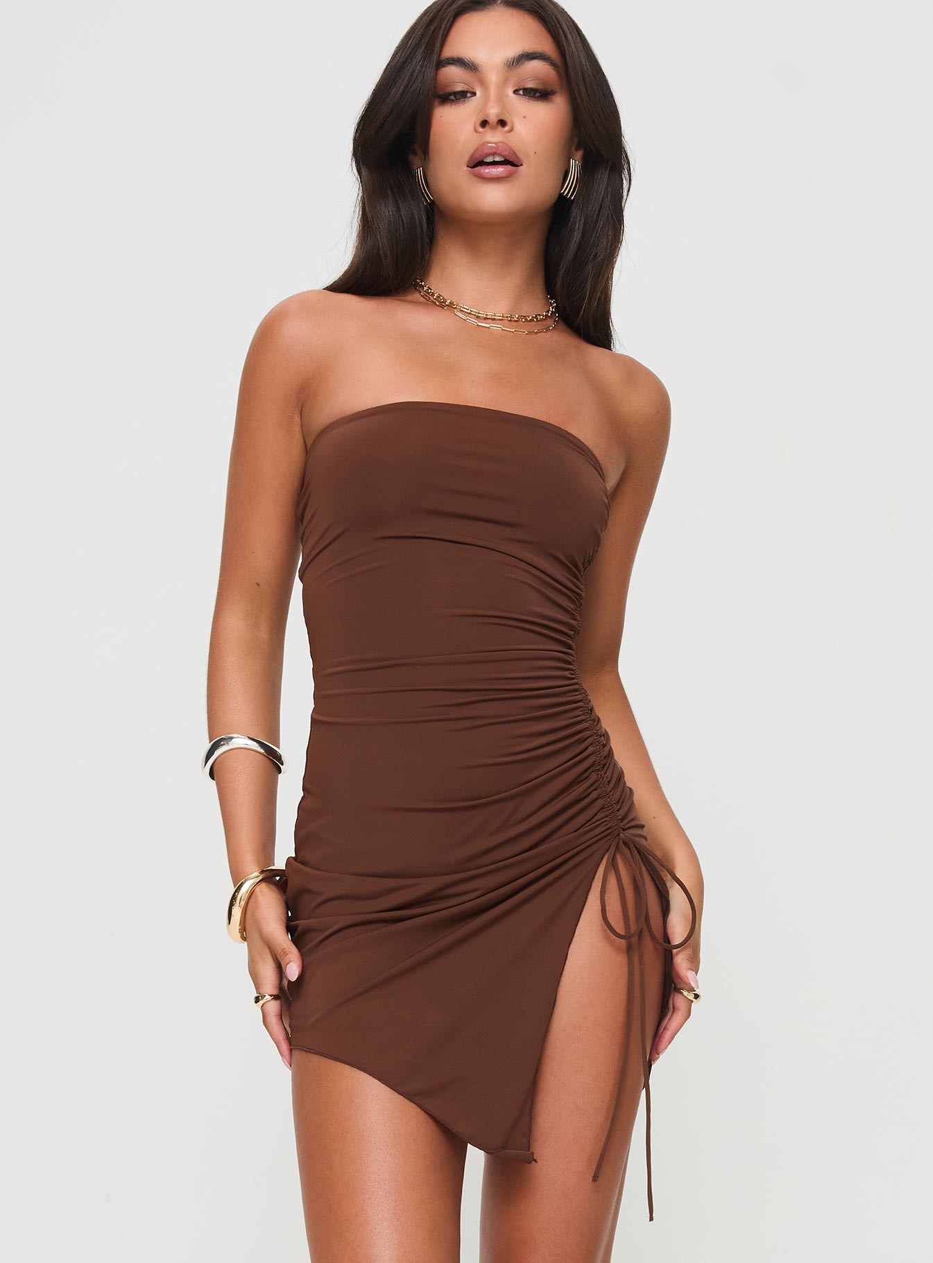 Caprani Mini Dress Chocolate - Image 2