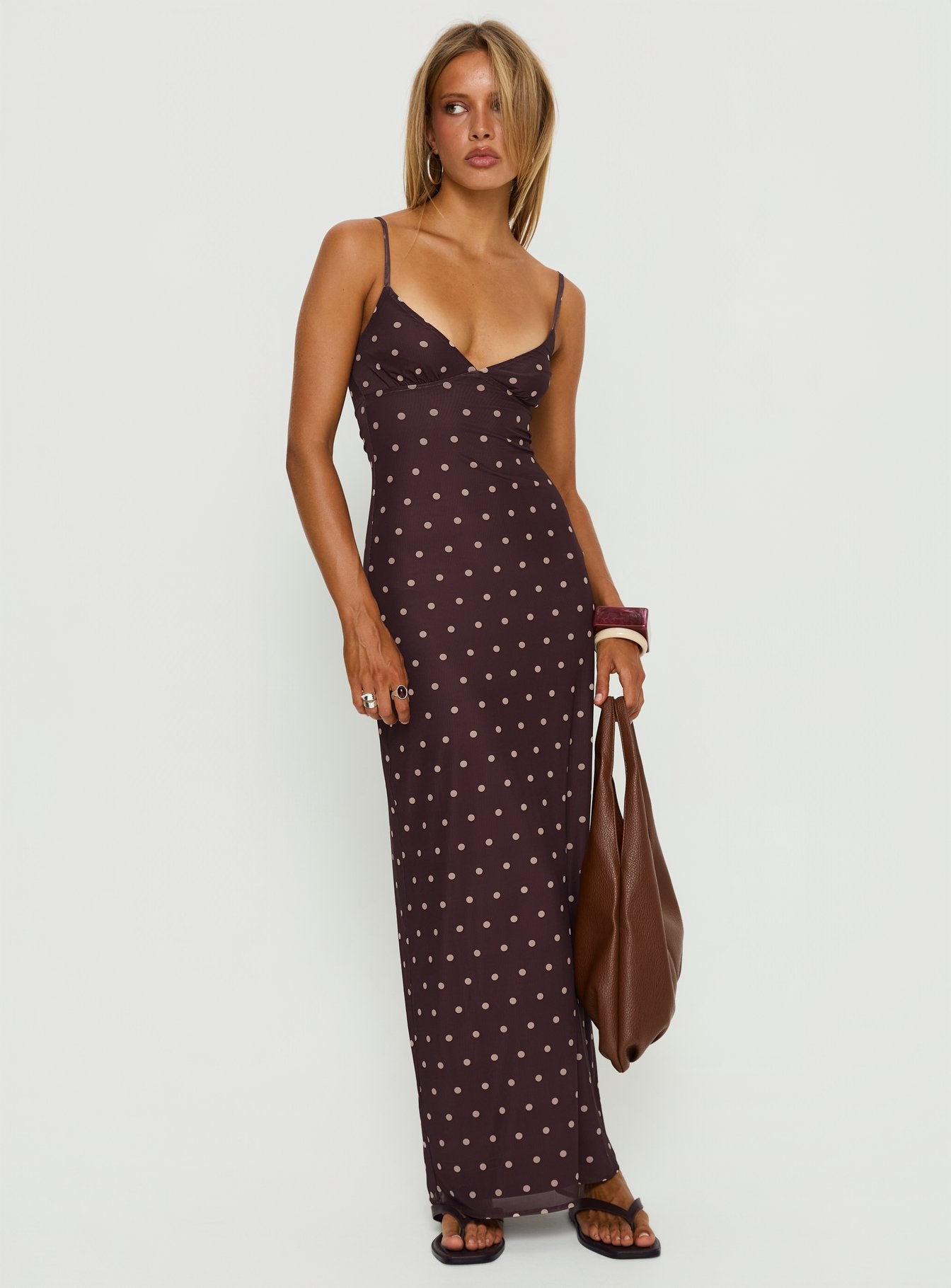 Glass Half Full Mesh Maxi Dress Plum / Pink Polka Dot - Image 2
