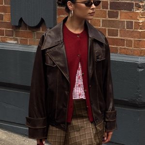 Nicolie Faux Leather Jacket Vintage Washed Brown