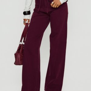 Bruiser Tie Waist Mid Rise Wide Leg Jeans Currant