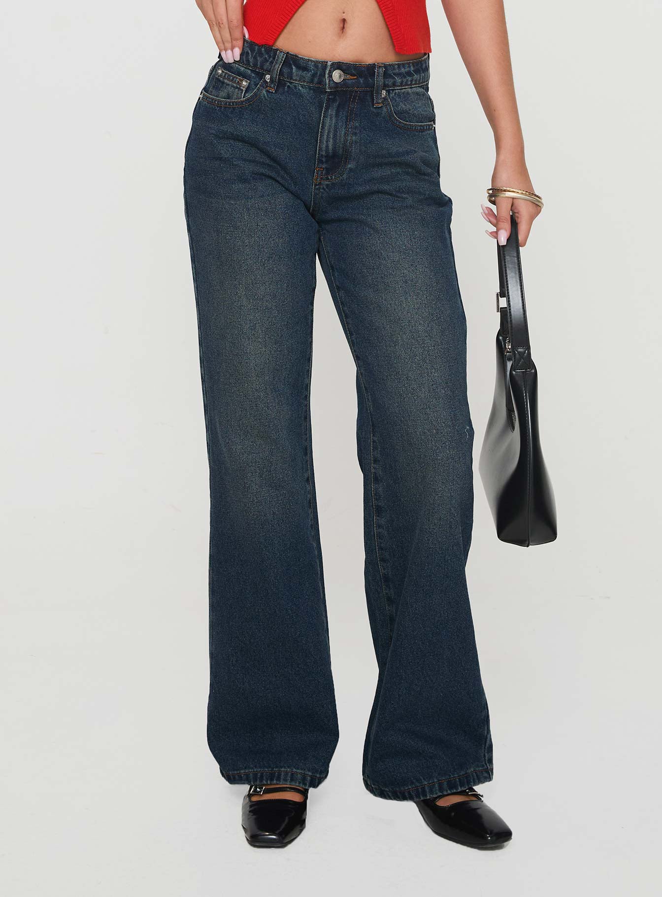 Cybele Mid Rise Straight Leg Jeans Dark Denim - Image 2