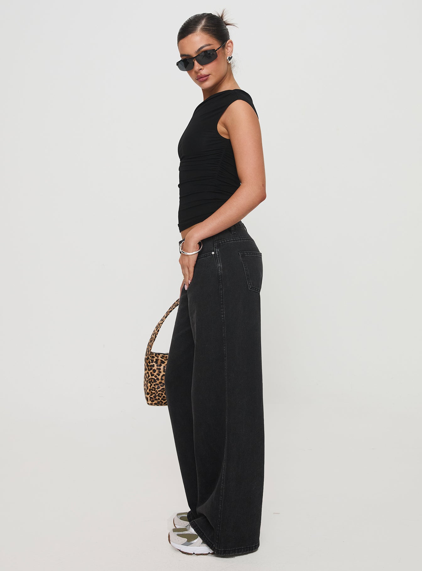 Ramos Low Rise Straight Leg Jeans Washed Black Petite - Image 5