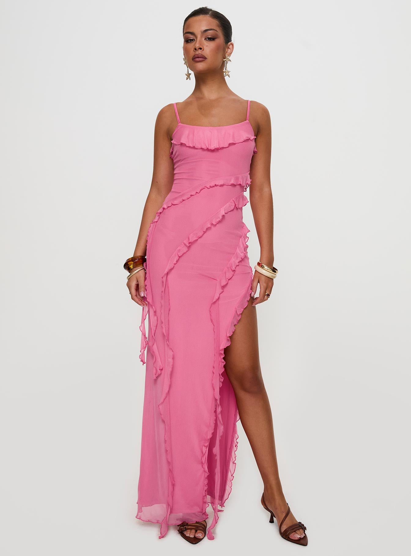 Valerian Frill Maxi Dress Pink - Image 5