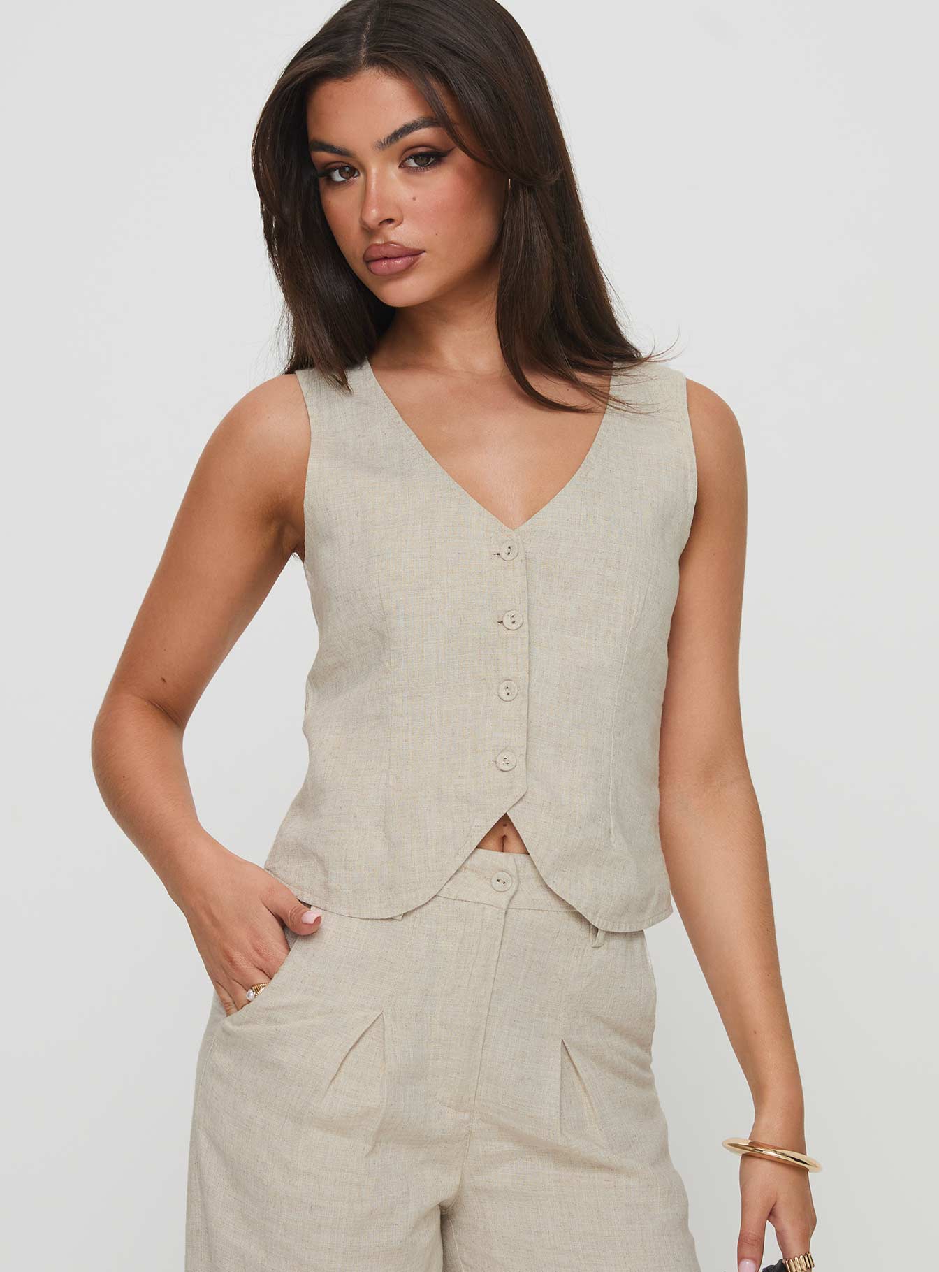 Sofi Vest Top Beige - Image 2