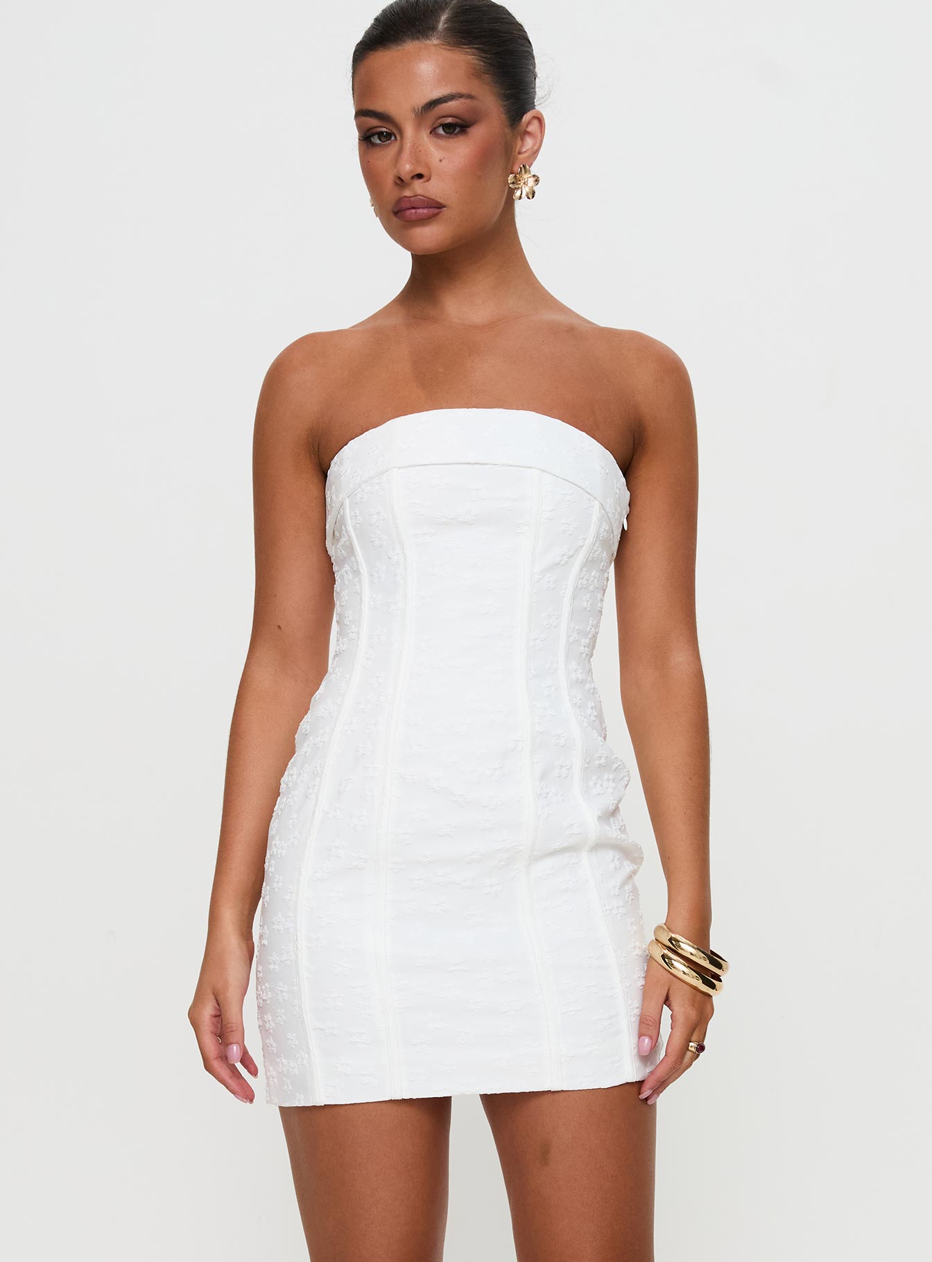Bertrand Strapless Mini Dress White - Image 5
