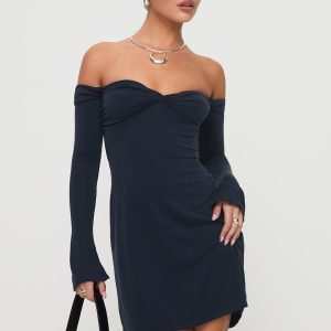 Suizie Off The Shoulder Mini Dress Navy