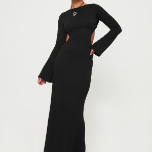 Bordelle Long Sleeve Maxi Dress Black