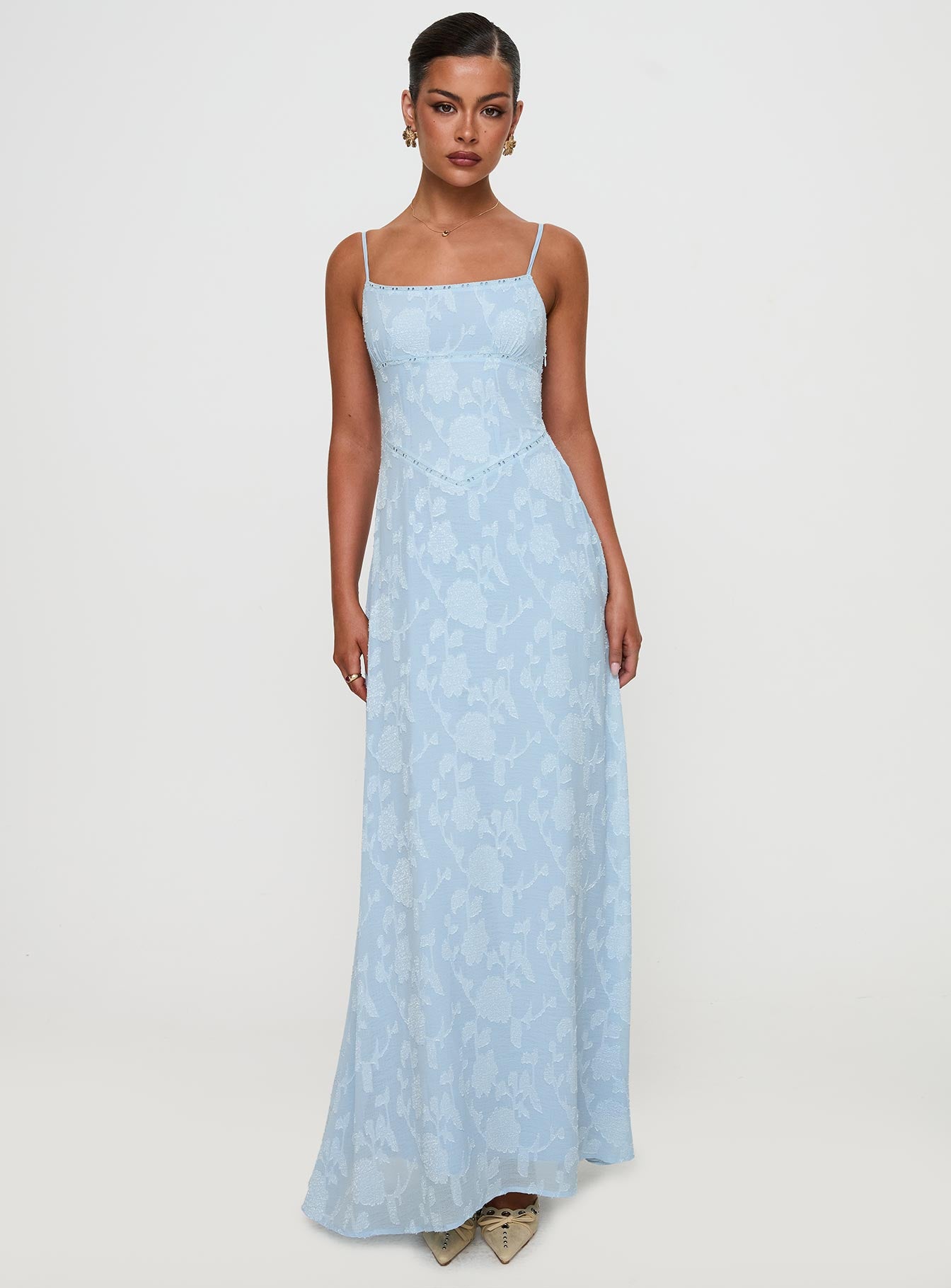 South Of France Maxi Dress Blue Petite - Image 2
