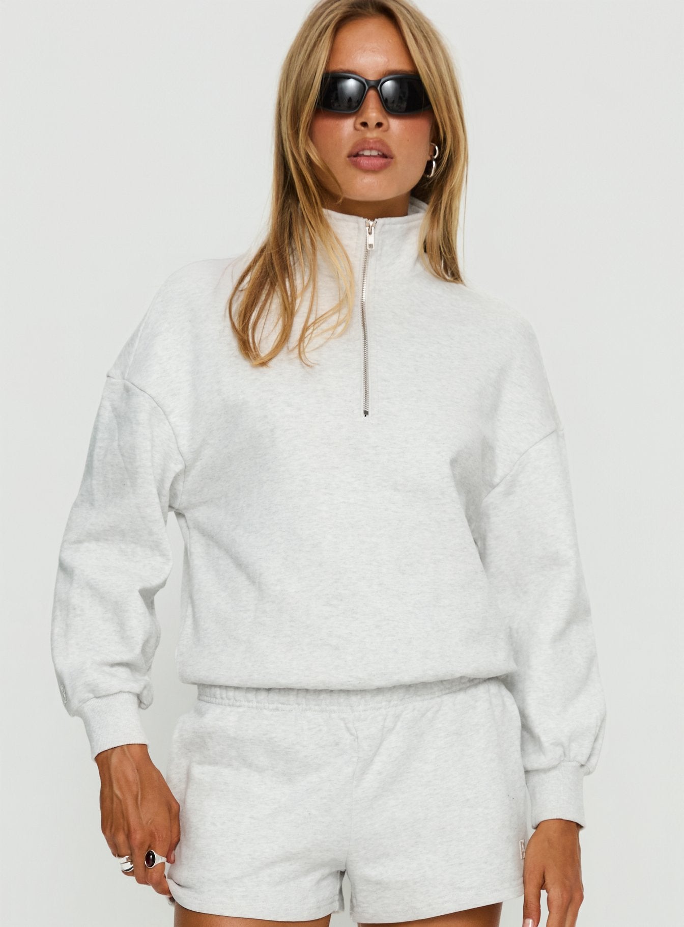Rozanna 1/4 Zip Jumper Grey Marle - Image 2
