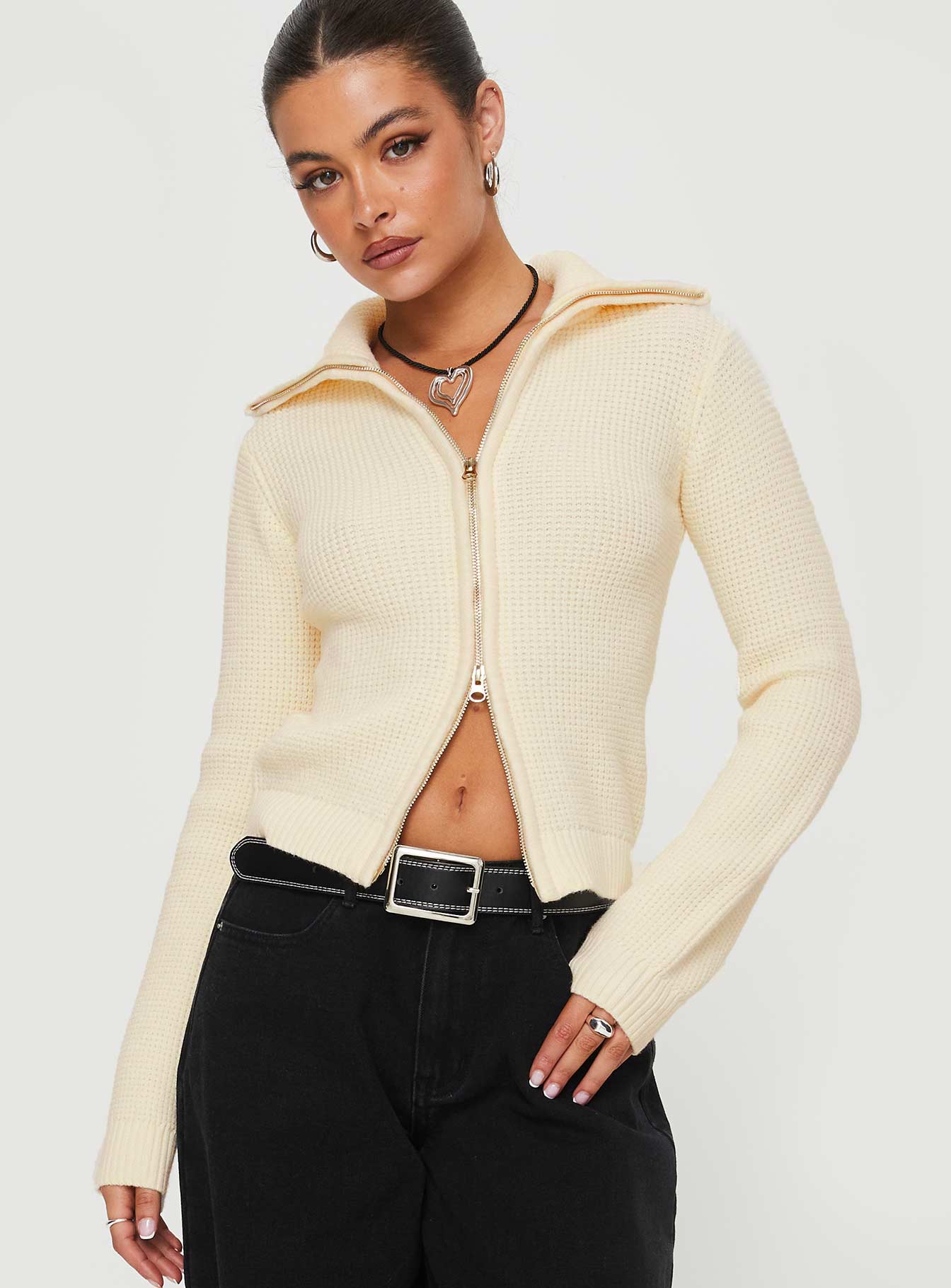 Harvill Zip Up Cardigan White - Image 2