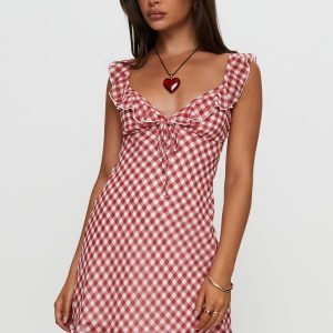 Marseilla Mini Dress Red Check