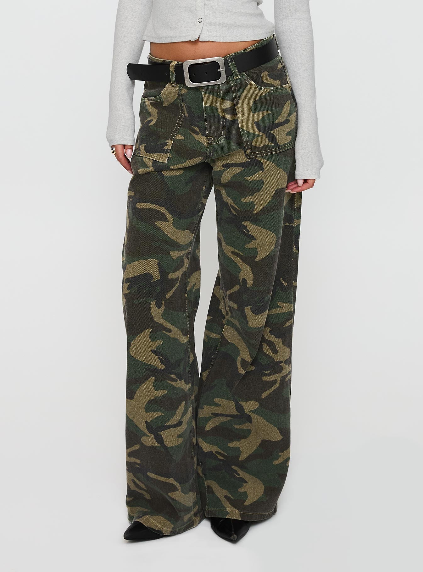 Briony Mid Rise Wide Leg Jeans Camouflage - Image 2