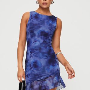 Molita Ruffle Hem Dress Mini Dress Navy