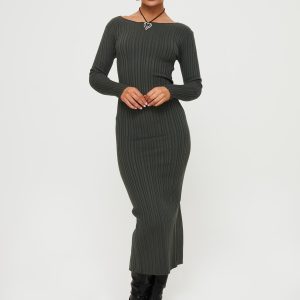 Dossett Long Sleeve Maxi Dress Green