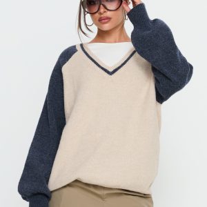 Adana V Neck Graphic Knit Sweater Multi