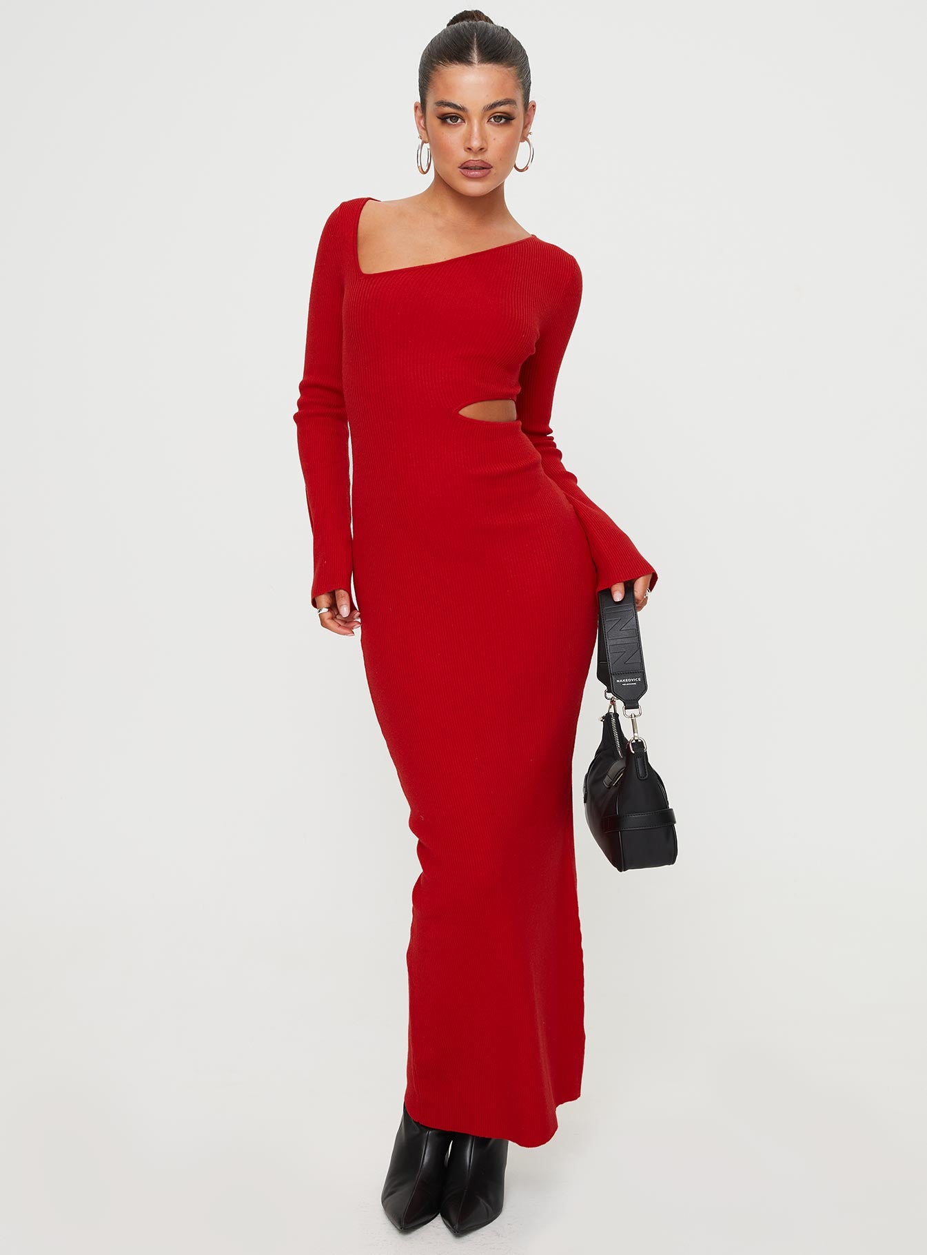 Whitley Cut Out Knit Maxi Dress Red - Image 5