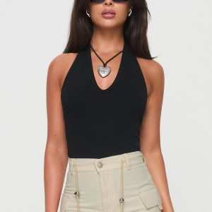 Find You Halter Bodysuit Black