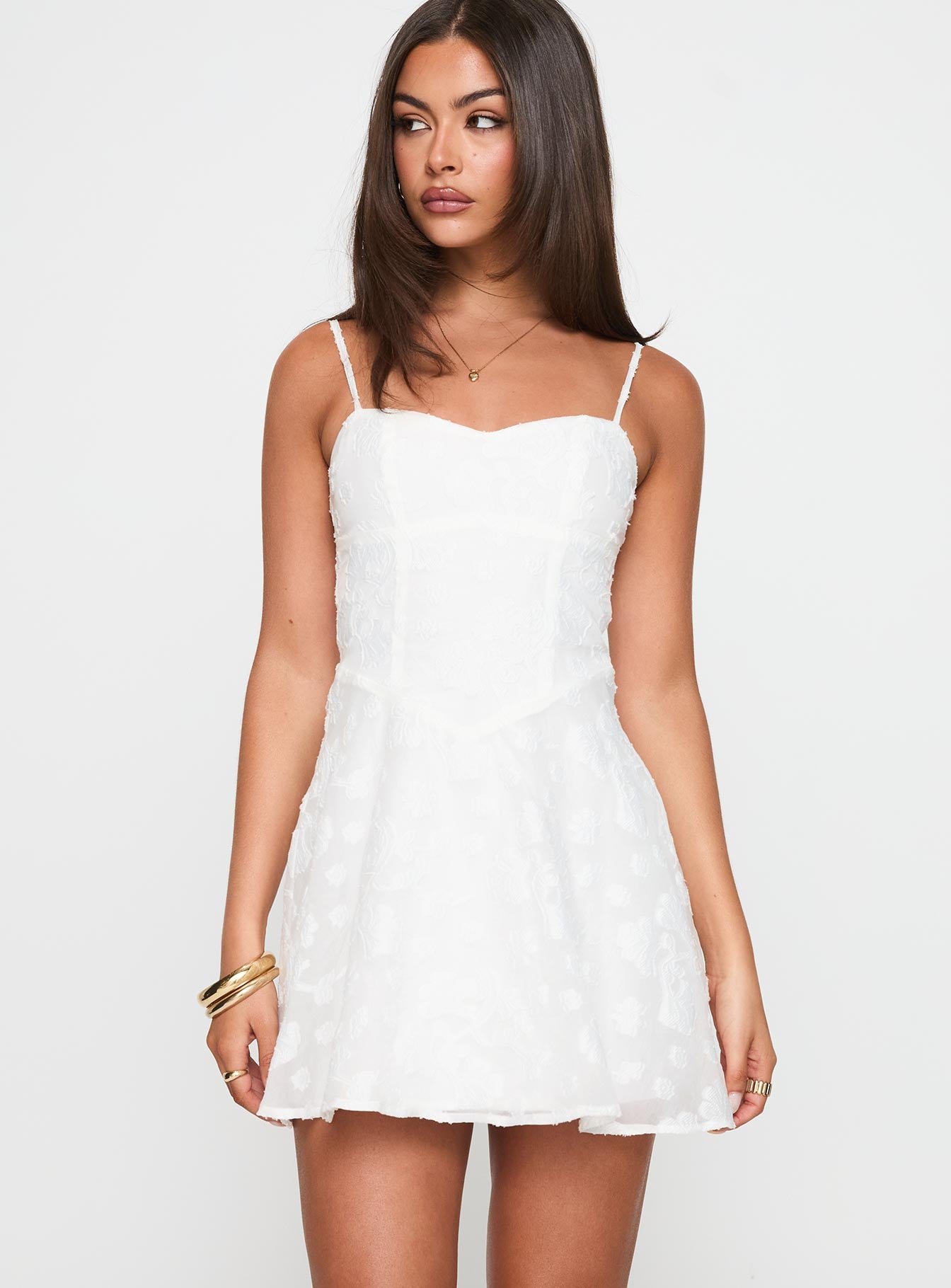 New Chapters Broderie Mini Dress White - Image 2