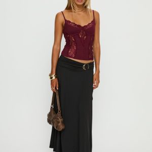 Nola Hardware Slit Maxi Skirt Black