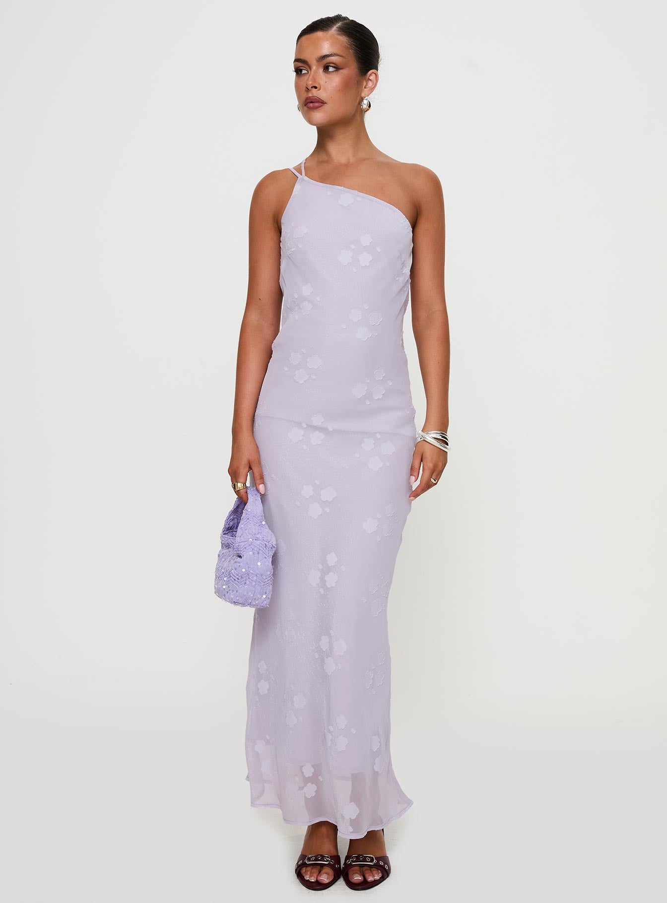 Jazmira One Shoulder Maxi Dress Lilac - Image 2
