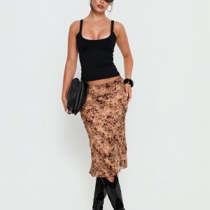 Sydni Midi Bias Cut Skirt Leopard
