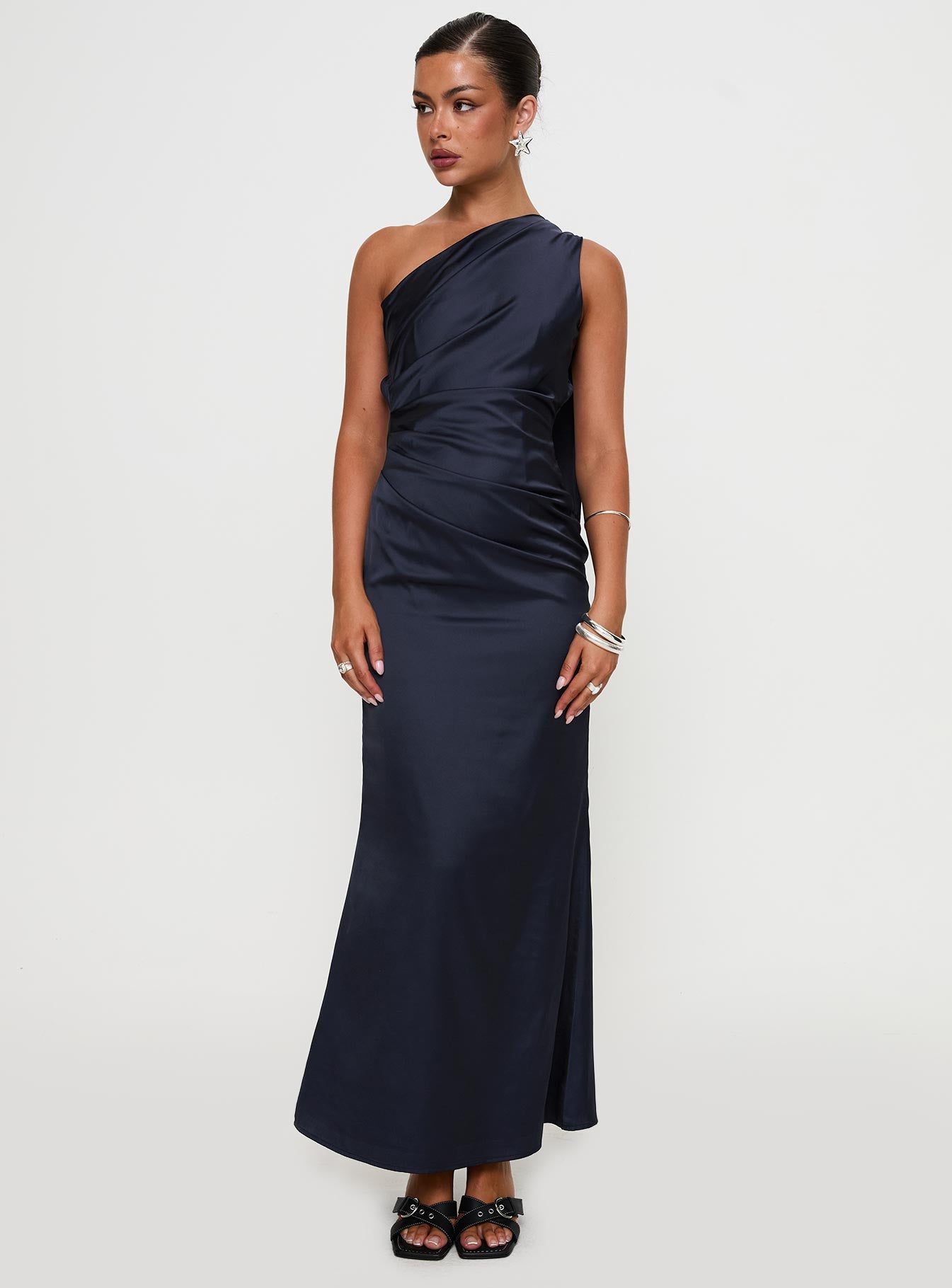 Dulcia One Shoulder Maxi Dress Blue - Image 2