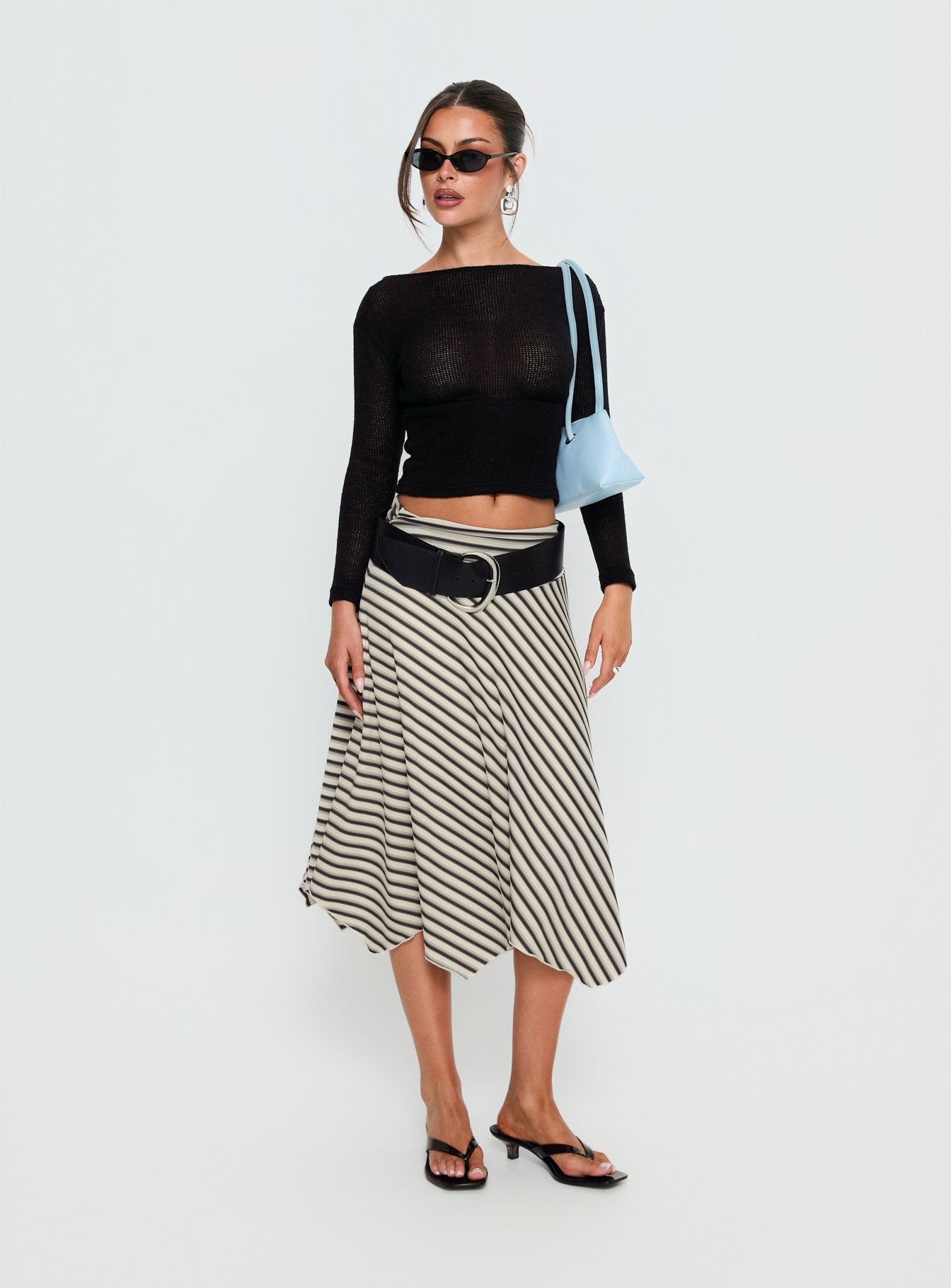 Cobee Asymmetrical Midi Skirt Multi Stripe - Image 3